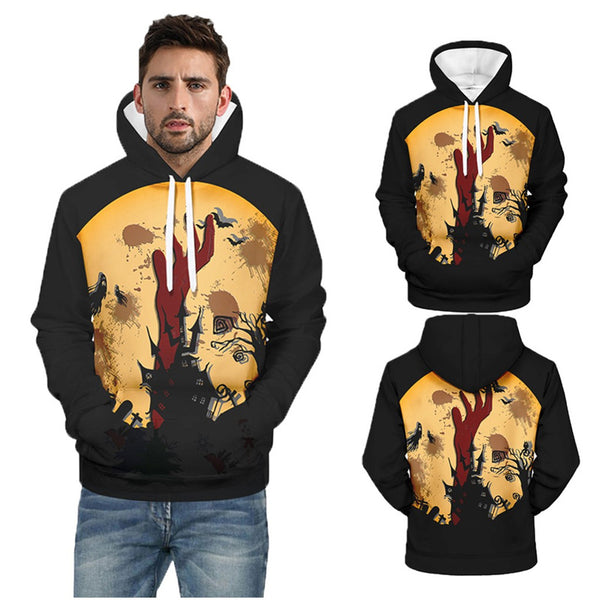 halloween hoodies Casual Scary Halloween 2019 Slim Fit sweatshirt Top Moon Night Castle